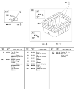 Oil Pan, Oil Strainer Diagram and Parts List for 580447-0315-XX  Briggs and Stratton Engine